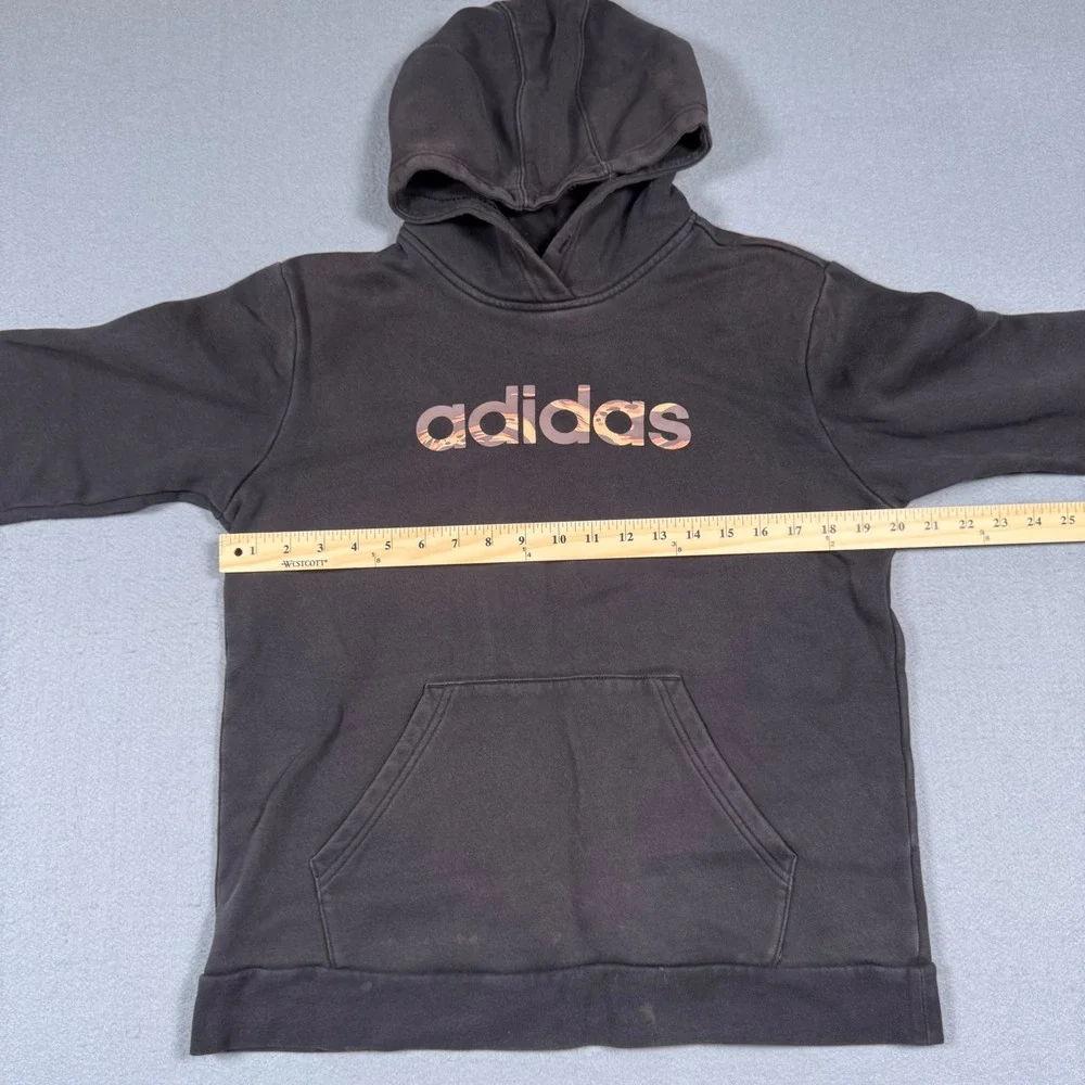 Adidas Pullover Hoodie Faded Black Camo Logo Graphic‎ Sweatshirt Mens Medium